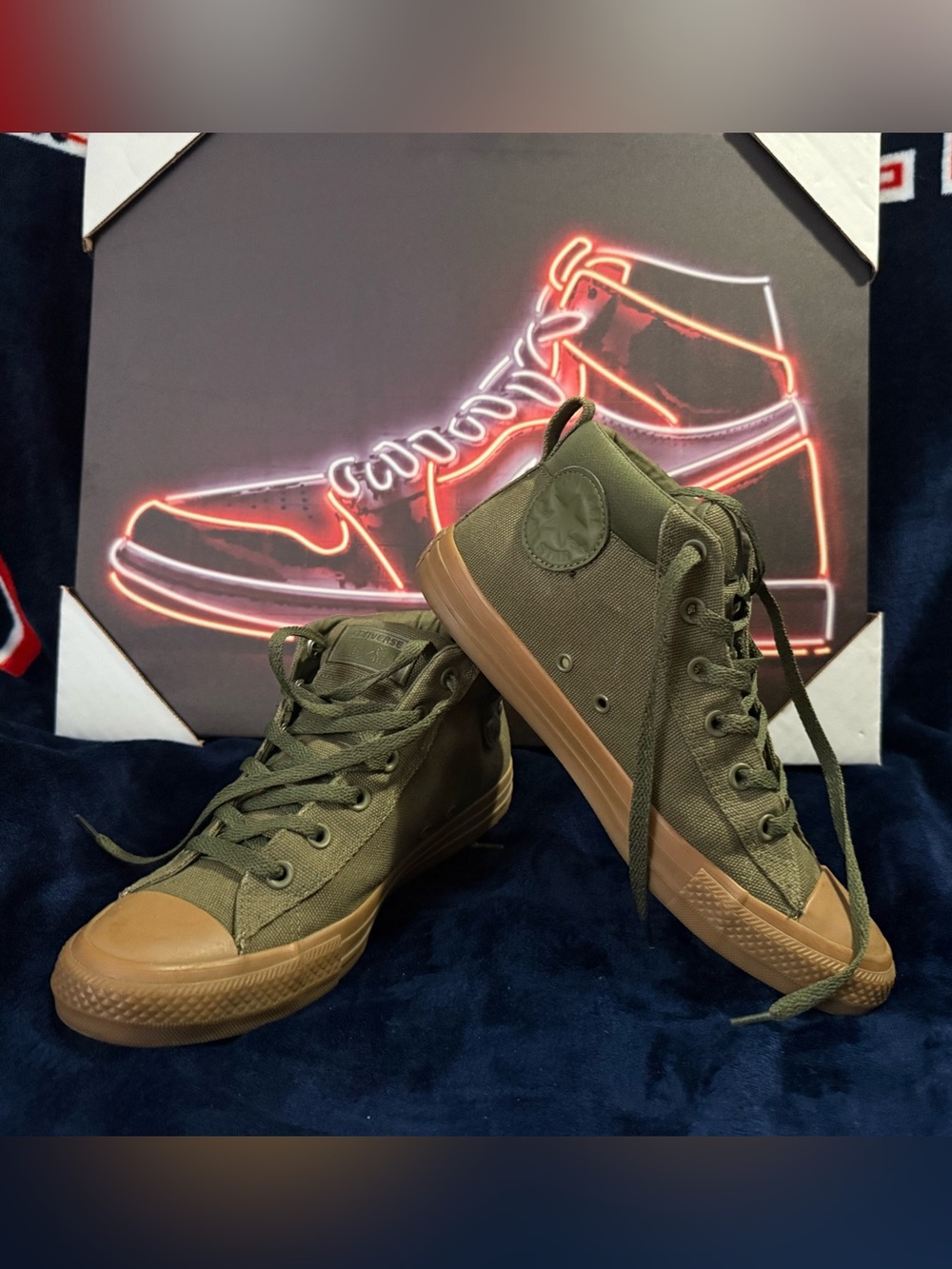 Converse Women’s High-Top Canvas Sneakers in Olive Green and Gum